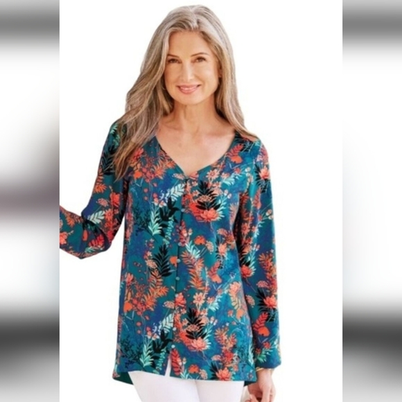 Soft Surroundings Tops - Soft Surroundings Nova Floral Button up Top Size M